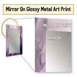 Modern Metal Wall Mirror - Purple and Grey Marble Ink Clouds X