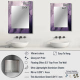Modern Metal Wall Mirror - Purple and Grey Marble Ink Clouds X