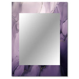 Modern Metal Wall Mirror - Purple and Grey Marble Ink Clouds X