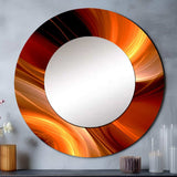 Orange Abstract Warm Fractal Design II - Abstract Wall Mirror