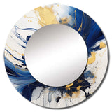 Dark Blue and Gold Strokes - Abstract Wall Mirror