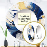 Dark Blue and Gold Strokes - Abstract Wall Mirror