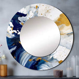 Dark Blue and Gold Strokes XXIII - Abstract Wall Mirror