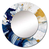 Dark Blue and Gold Strokes XXIII - Abstract Wall Mirror