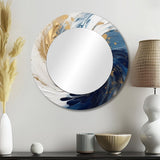 Abstract Spirals Wall Mirror - Dark Blue and Gold Spiral IV - Print on Metal