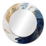 Abstract Spirals Wall Mirror - Dark Blue and Gold Spiral IV - Print on Metal