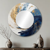 Abstract Spirals Wall Mirror - Dark Blue and Gold Spiral IV - Print on Metal
