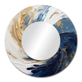 Abstract Spirals Wall Mirror - Dark Blue and Gold Spiral IV - Print on Metal