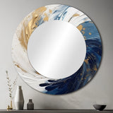 Abstract Spirals Wall Mirror - Dark Blue and Gold Spiral IV - Print on Metal