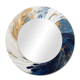 Abstract Spirals Wall Mirror - Dark Blue and Gold Spiral IV - Print on Metal