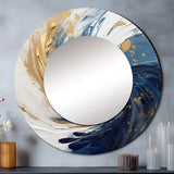 Dark Blue and Gold Spiral IV - Abstract Wall Mirror