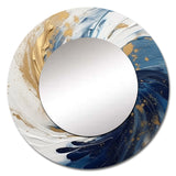 Dark Blue and Gold Spiral IV - Abstract Wall Mirror