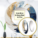 Dark Blue and Gold Spiral IV - Abstract Wall Mirror