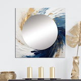 Dark Blue and Gold Spiral IV - Abstract Wall Mirror