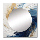 Dark Blue and Gold Spiral IV - Abstract Wall Mirror