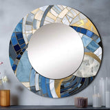 Gold Constructing Blue Realms I - Abstract Wall Mirror