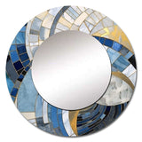 Gold Constructing Blue Realms I - Abstract Wall Mirror