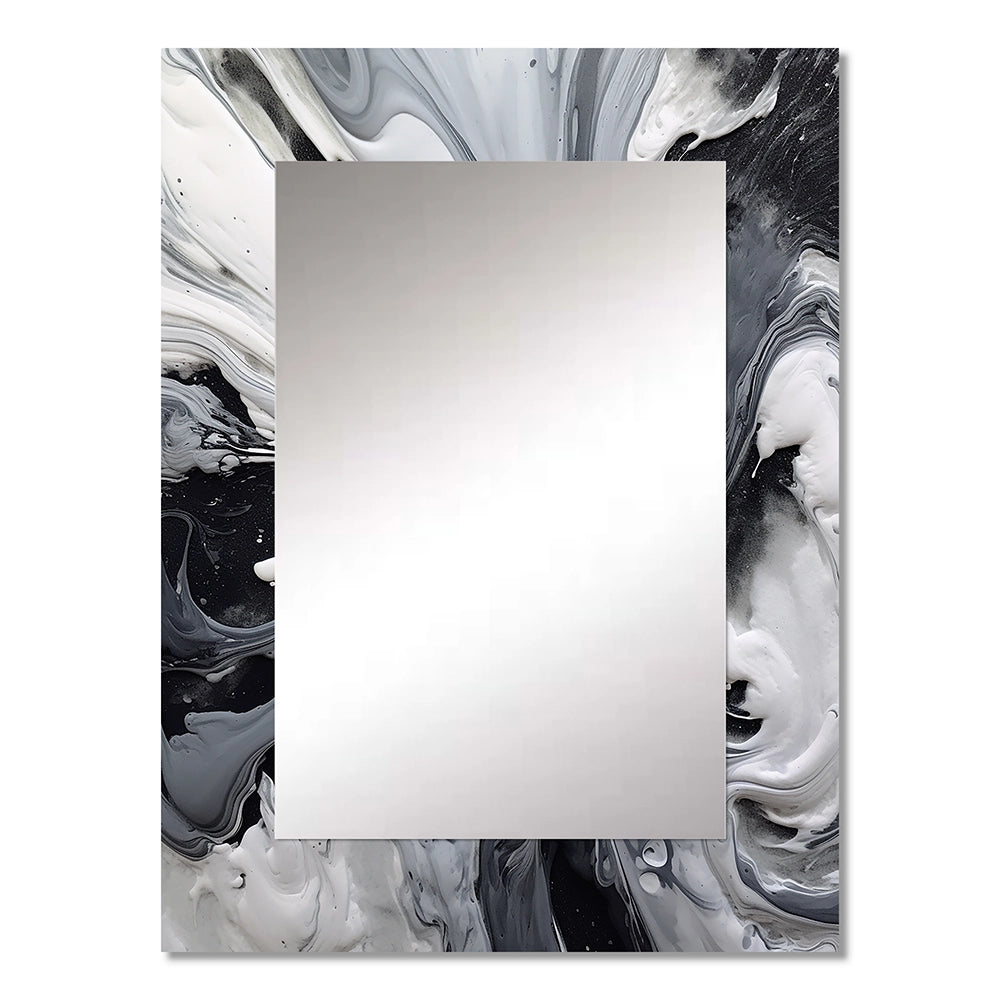 Modern Metal Wall Mirror - Black and Grey Harmony In Chaos - Metal Mirror