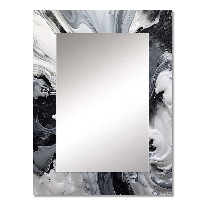 Modern Metal Wall Mirror - Black and Grey Harmony In Chaos - Metal Mirror