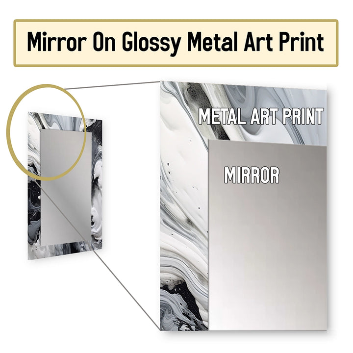 Modern Metal Wall Mirror - Black and Grey Harmony In Chaos - Metal Mirror