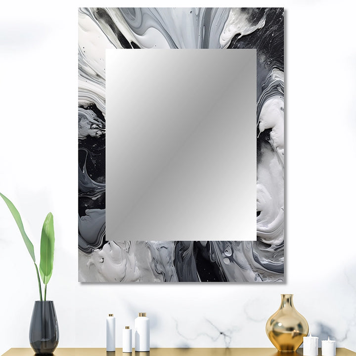 Modern Metal Wall Mirror - Black and Grey Harmony In Chaos - Metal Mirror