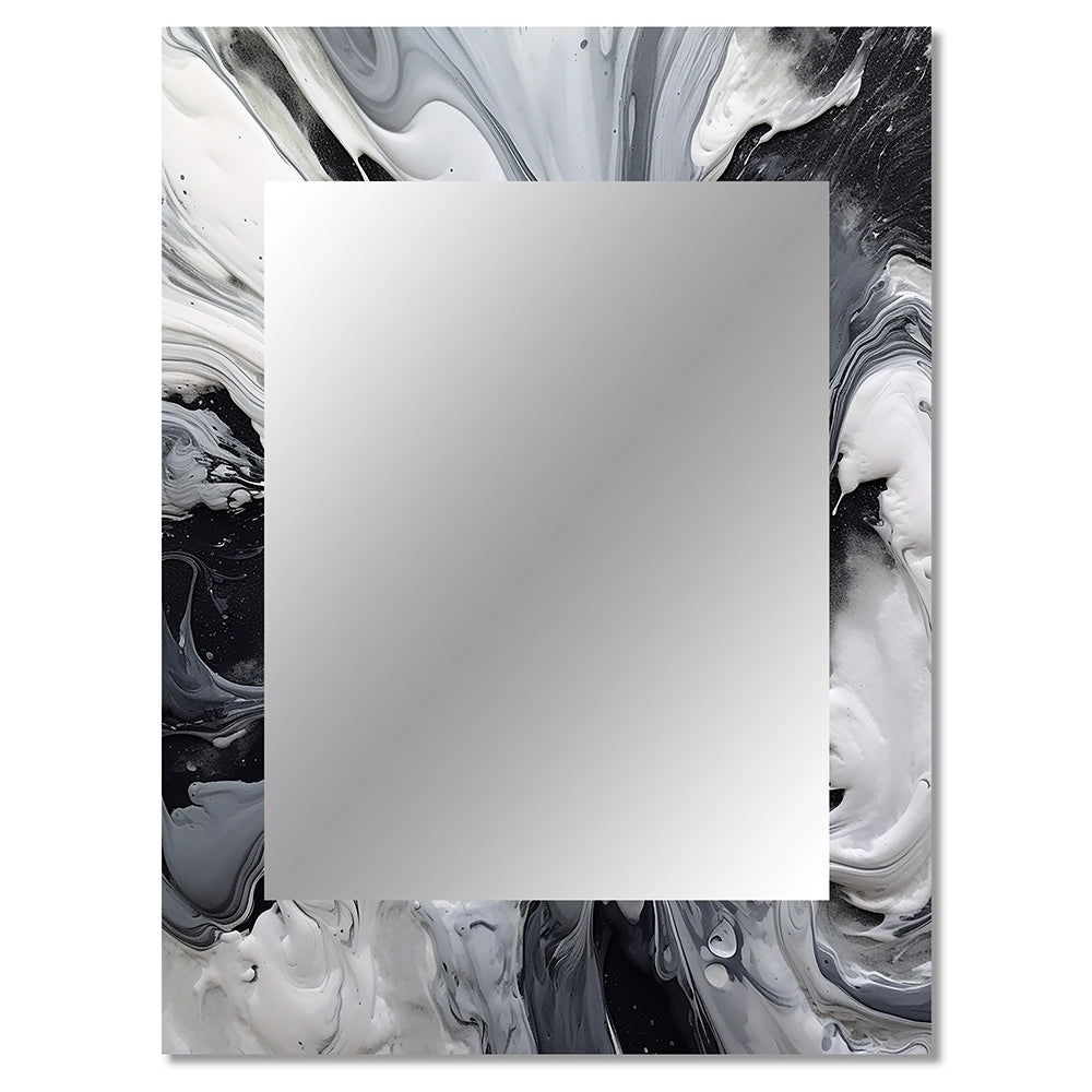 Modern Metal Wall Mirror - Black and Grey Harmony In Chaos - Metal Mirror
