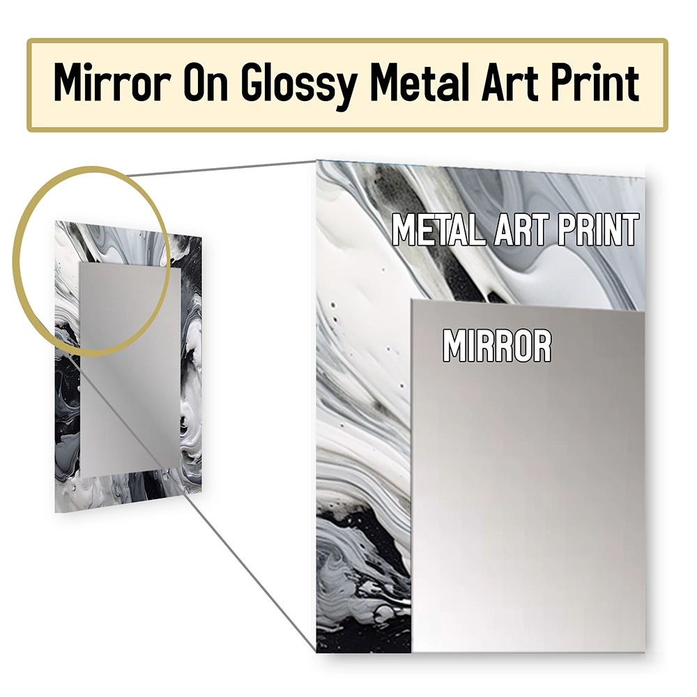 Modern Metal Wall Mirror - Black and Grey Harmony In Chaos - Metal Mirror