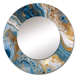 Blue and White Marble Dreams - Abstract Wall Mirror