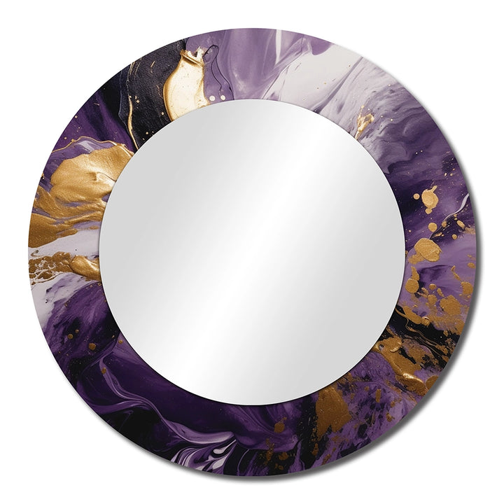 Modern Metal Wall Mirror - Purple and Gold Liquid Magic II - Large Mirror