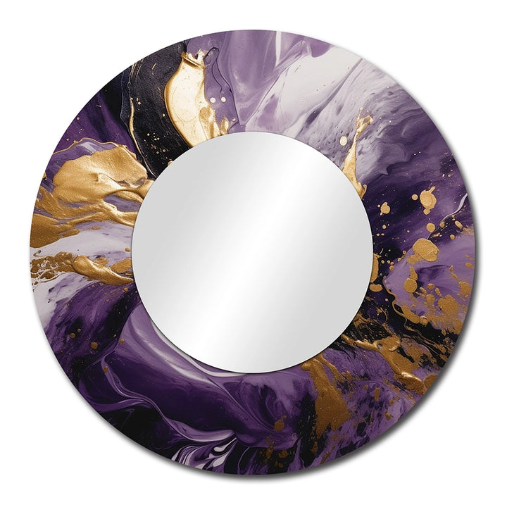 Modern Metal Wall Mirror - Purple and Gold Liquid Magic II - Large Mirror