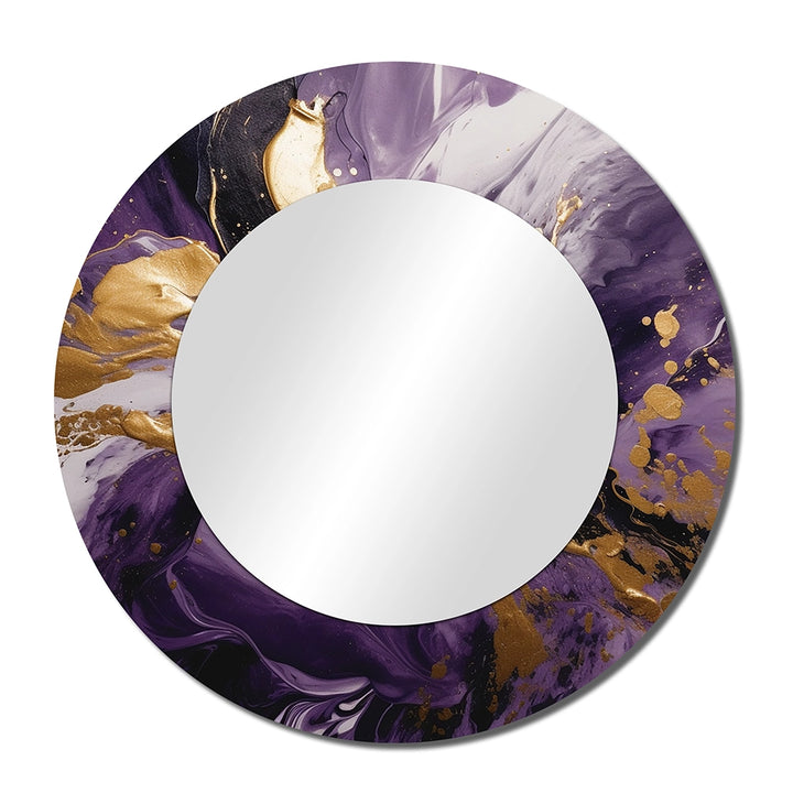 Modern Metal Wall Mirror - Purple and Gold Liquid Magic II - Large Mirror