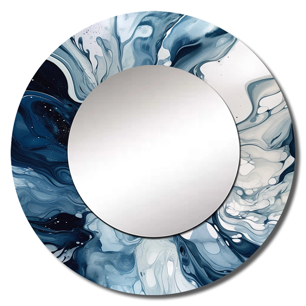 Modern Decorative Mirror - Blue Grey Ethereal Elixir I - Print on Metal