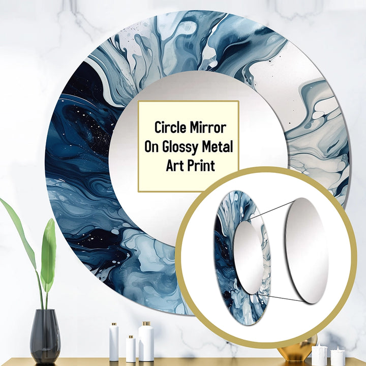 Modern Decorative Mirror - Blue Grey Ethereal Elixir I - Print on Metal