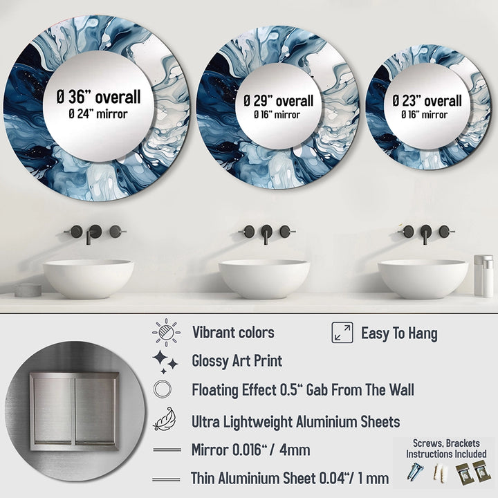 Modern Decorative Mirror - Blue Grey Ethereal Elixir I - Print on Metal