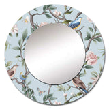 Minimalism Bird On Flowers VII - Animals Wall Mirror