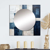 Indigo Illusion Abstract Shapes V - Abstract Wall Mirror