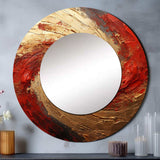 Red Gold Fusion Spiral - Abstract Wall Mirror