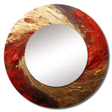 Red Gold Fusion Spiral - Abstract Wall Mirror