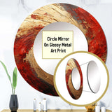 Red Gold Fusion Spiral - Abstract Wall Mirror