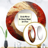 Red Gold Fusion Spiral - Abstract Wall Mirror