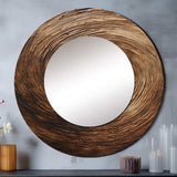 Brown Calm Current Spiral I - Abstract Wall Mirror