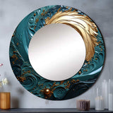 Teal Majestic Motion I - Abstract Wall Mirror