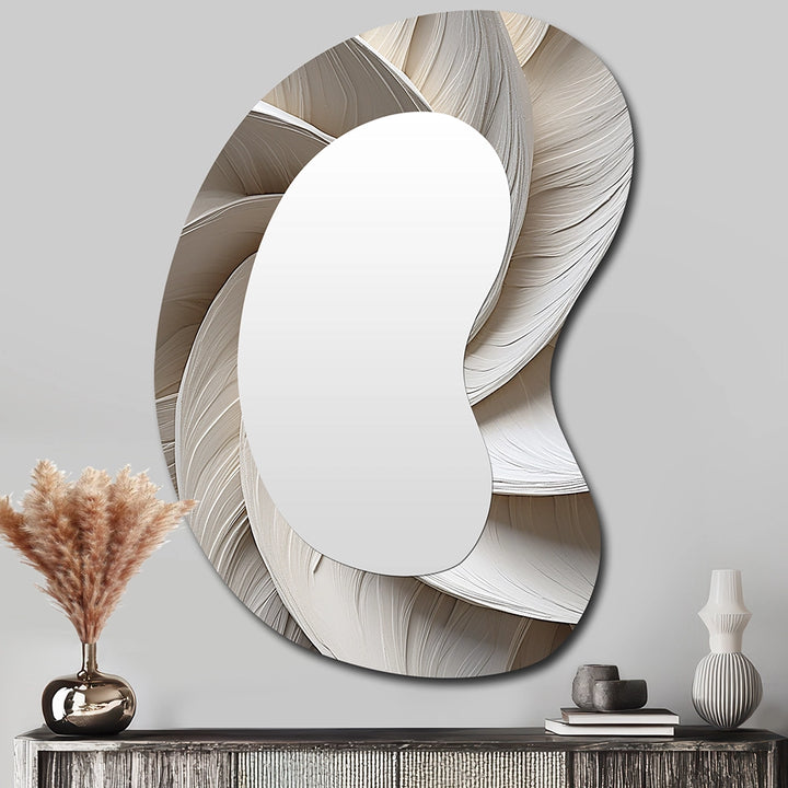 Modern Irregular Mirror - White Minimalism Spiral Poteries - Unique Wall Mirror