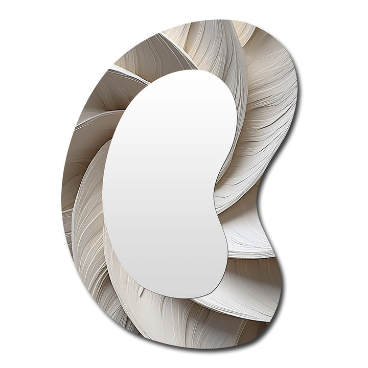 Modern Irregular Mirror - White Minimalism Spiral Poteries - Unique Wall Mirror