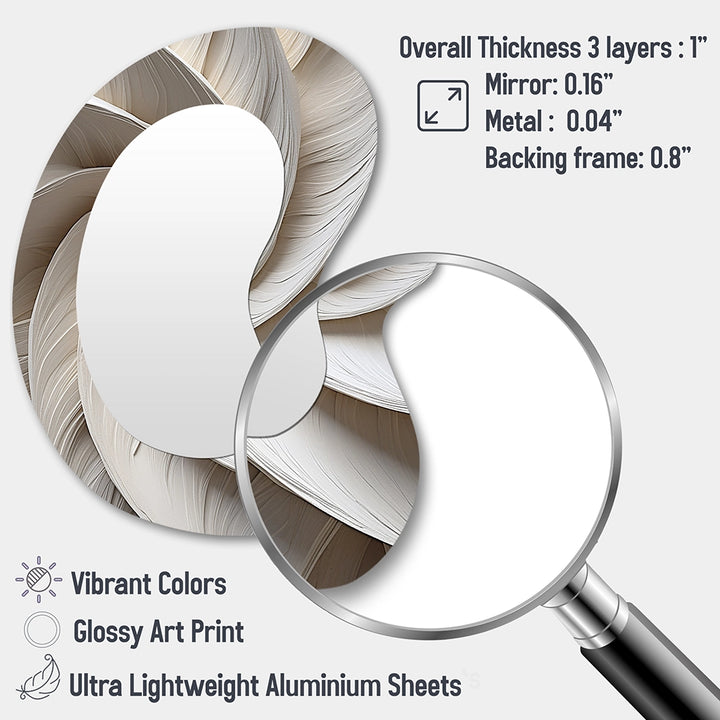 Modern Irregular Mirror - White Minimalism Spiral Poteries - Unique Wall Mirror