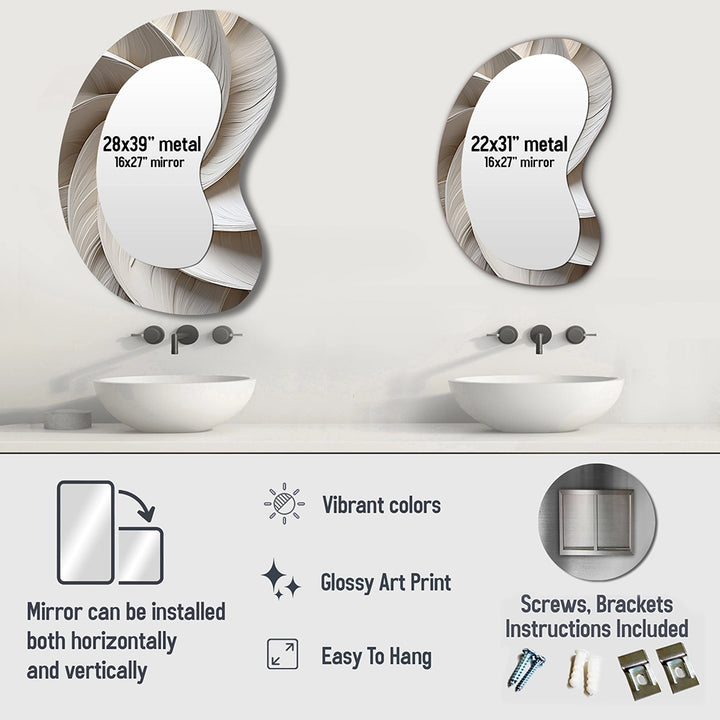 Modern Irregular Mirror - White Minimalism Spiral Poteries - Unique Wall Mirror