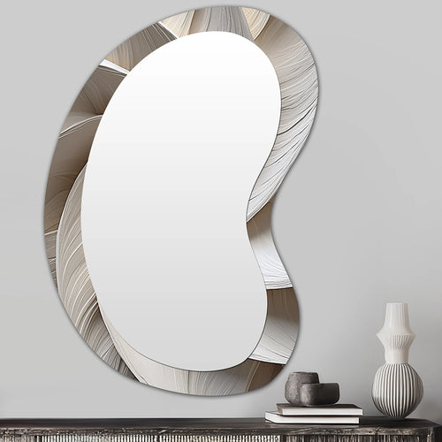 Modern Irregular Mirror - White Minimalism Spiral Poteries - Unique Wall Mirror