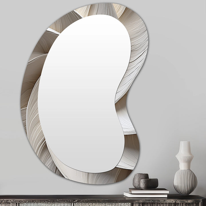 Modern Irregular Mirror - White Minimalism Spiral Poteries - Unique Wall Mirror