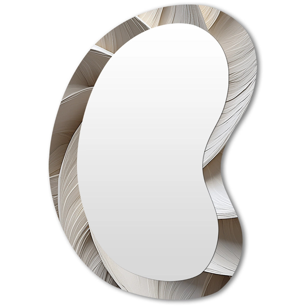 Modern Irregular Mirror - White Minimalism Spiral Poteries - Unique Wall Mirror