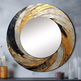 Beige Black Minimalism Spiral Poteries - Abstract Wall Mirror